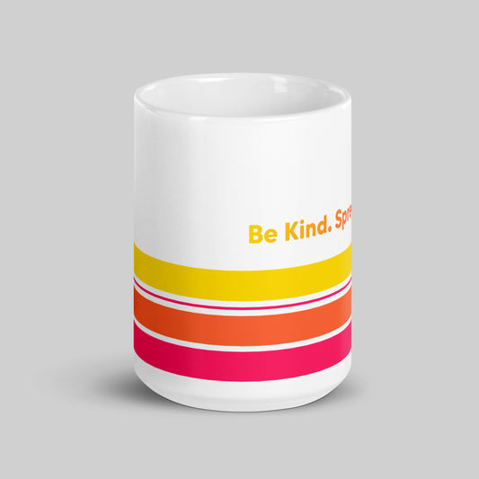 Retro Stripe Sunrise - White Glossy Mug