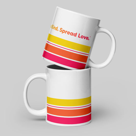 Retro Stripe Sunrise - White Glossy Mug